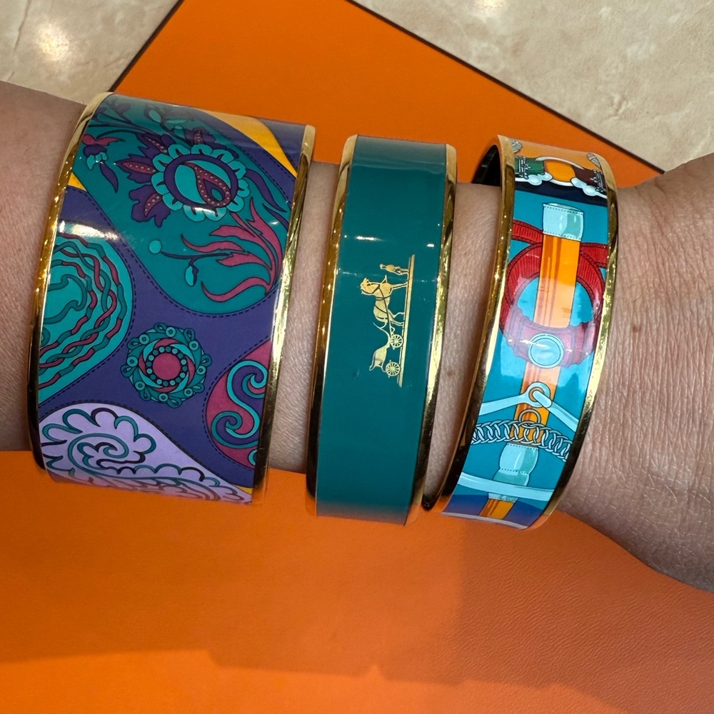Authentic Hermes Enamel Bangle Bracelet - image 8